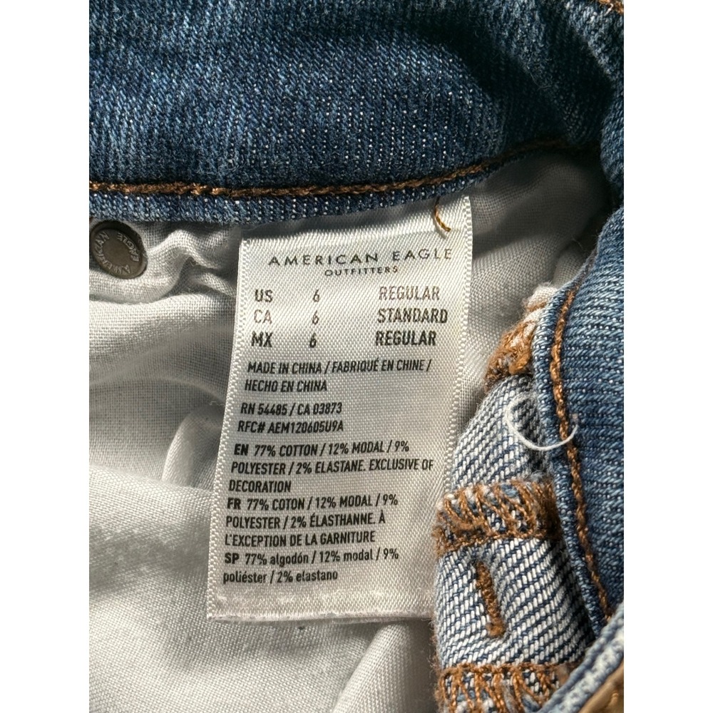 American Eagle Mom Jeans Size 6 Ripped Distressed Stretch Denim - Picture 4 of 6